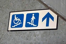 wheelchairs, please use stair to get to upper floor