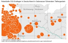 Kartenausschnitt CCS-Endlagerstaetten Norddeutschlan