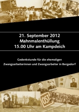 Poster zur Mahnmalenthüllung gegen Zwangsarbeit in Bergedorf