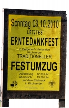 Ankündigungsplakat Erntedankumzug Kirchwerder 2010